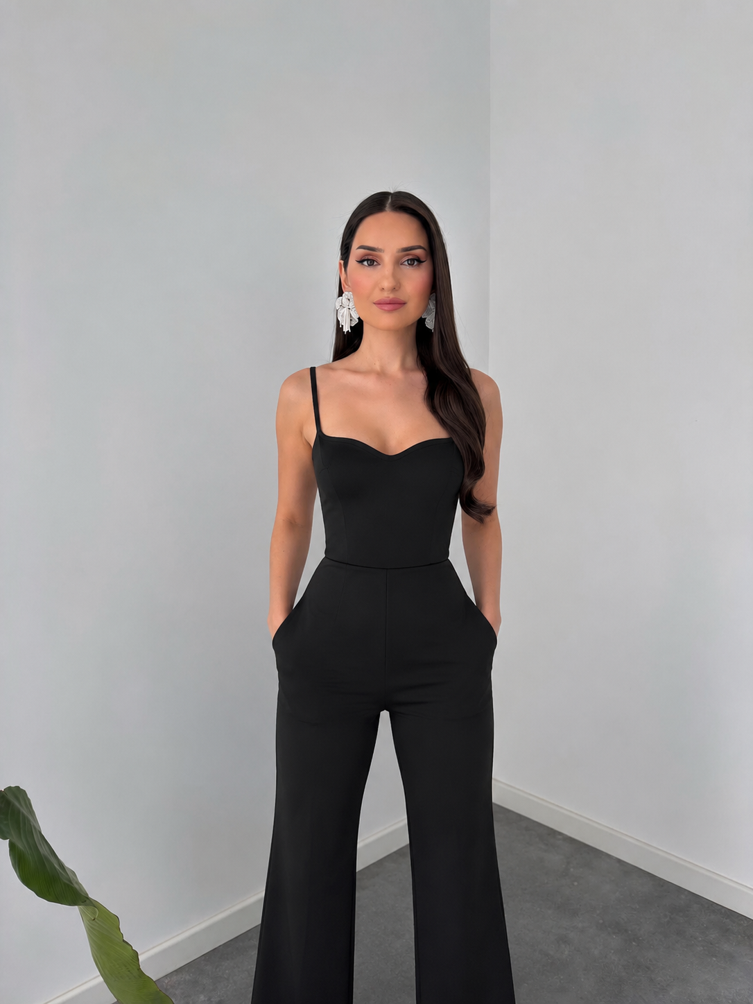 Black Classic Slim-Fit Jumpsuit for Women By Belleci