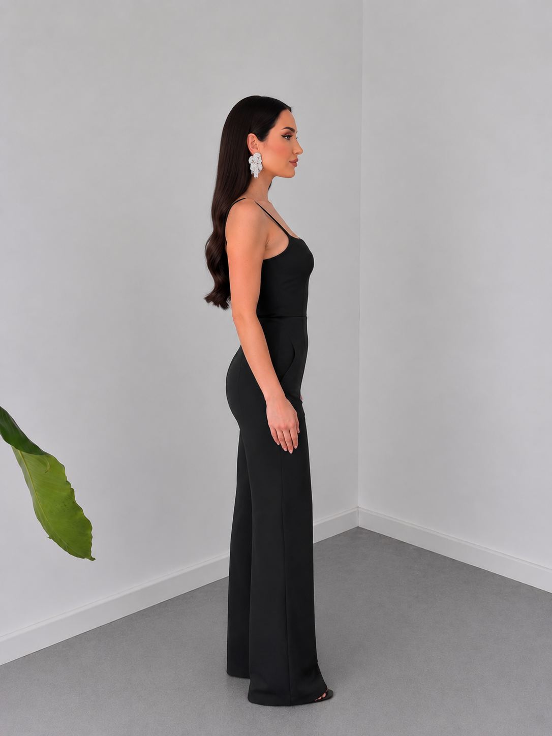 Black Classic Slim-Fit Jumpsuit for Women By Belleci