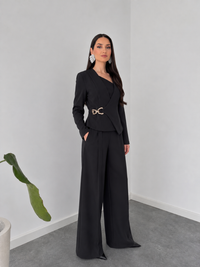 Belleci Noir Co-Ord Set – Asymmetric Blazer & Wide-Leg Trousers image 1