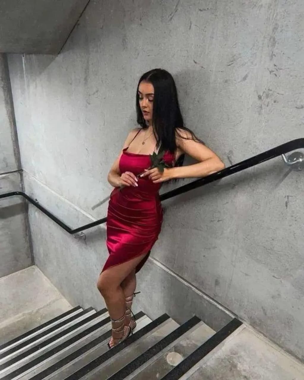 Crimson Allure Satin Bodycon Midi Dress by Belleci