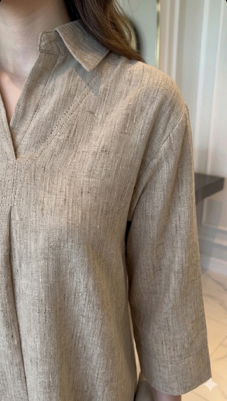 Beige Linen Grace Two-Piece Set By Belleci