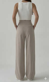 Belleci Biege Wrapline High Waist Wide Leg Trouser image 3