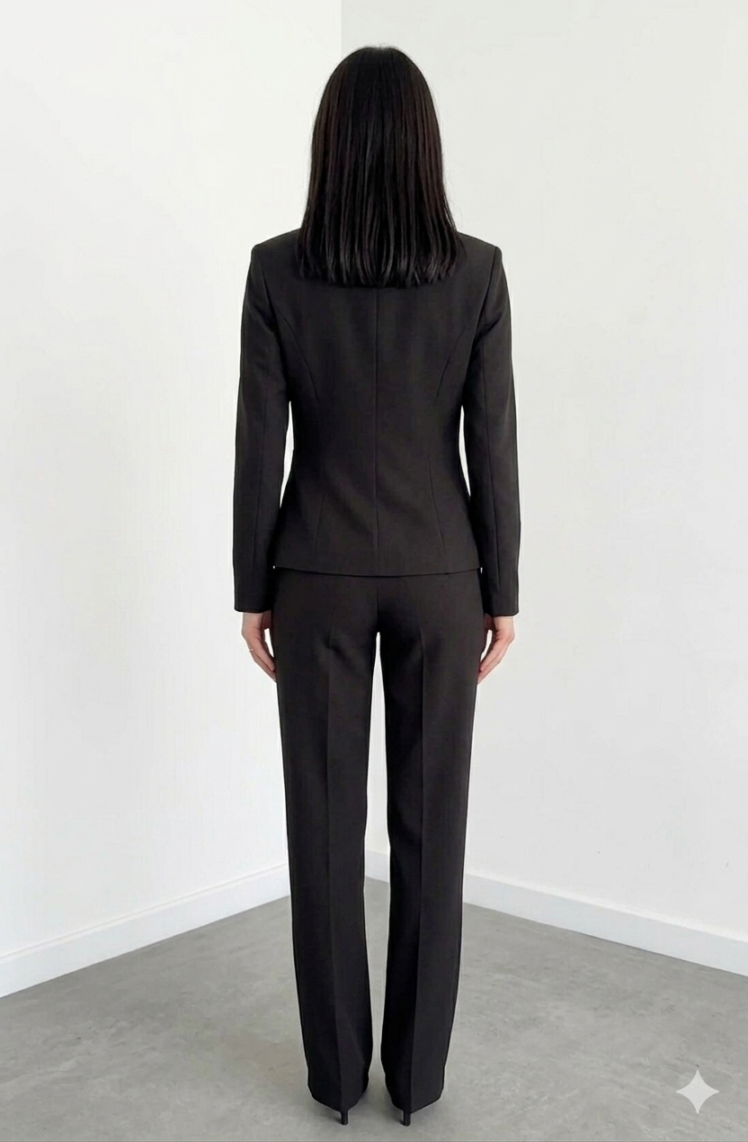 Belleci Noir Co-Ord Set – Asymmetric Blazer & Wide-Leg Trousers