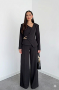 Belleci Noir Co-Ord Set – Asymmetric Blazer & Wide-Leg Trousers