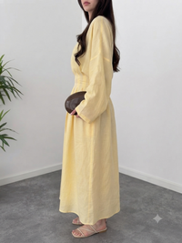 Belleci Soleil Butter Yellow Linen Maxi Dress image 6