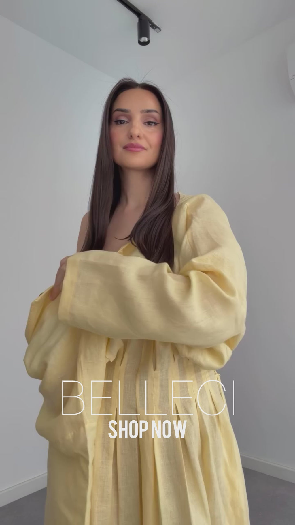Belleci Soleil Butter Yellow Linen Maxi Dress