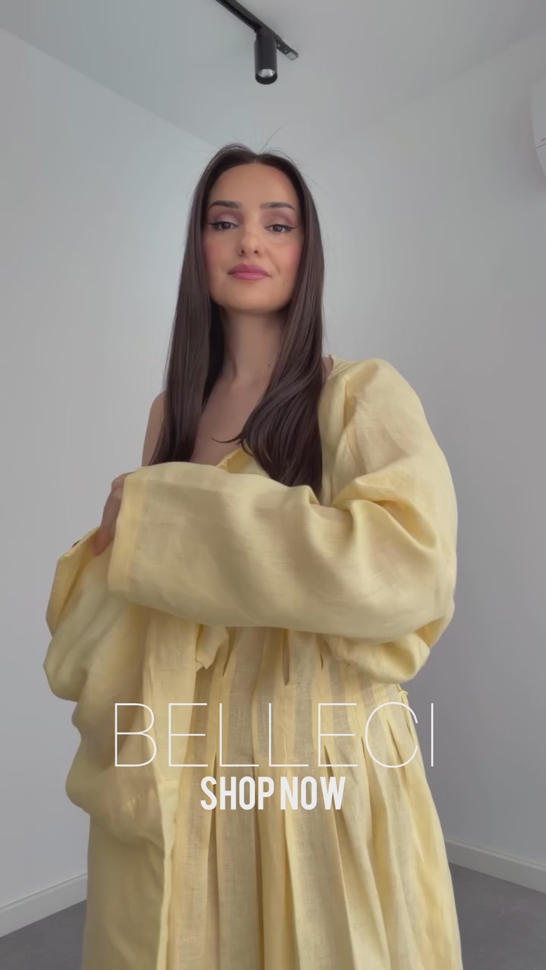 Belleci Soleil Butter Yellow Linen Maxi Dress
