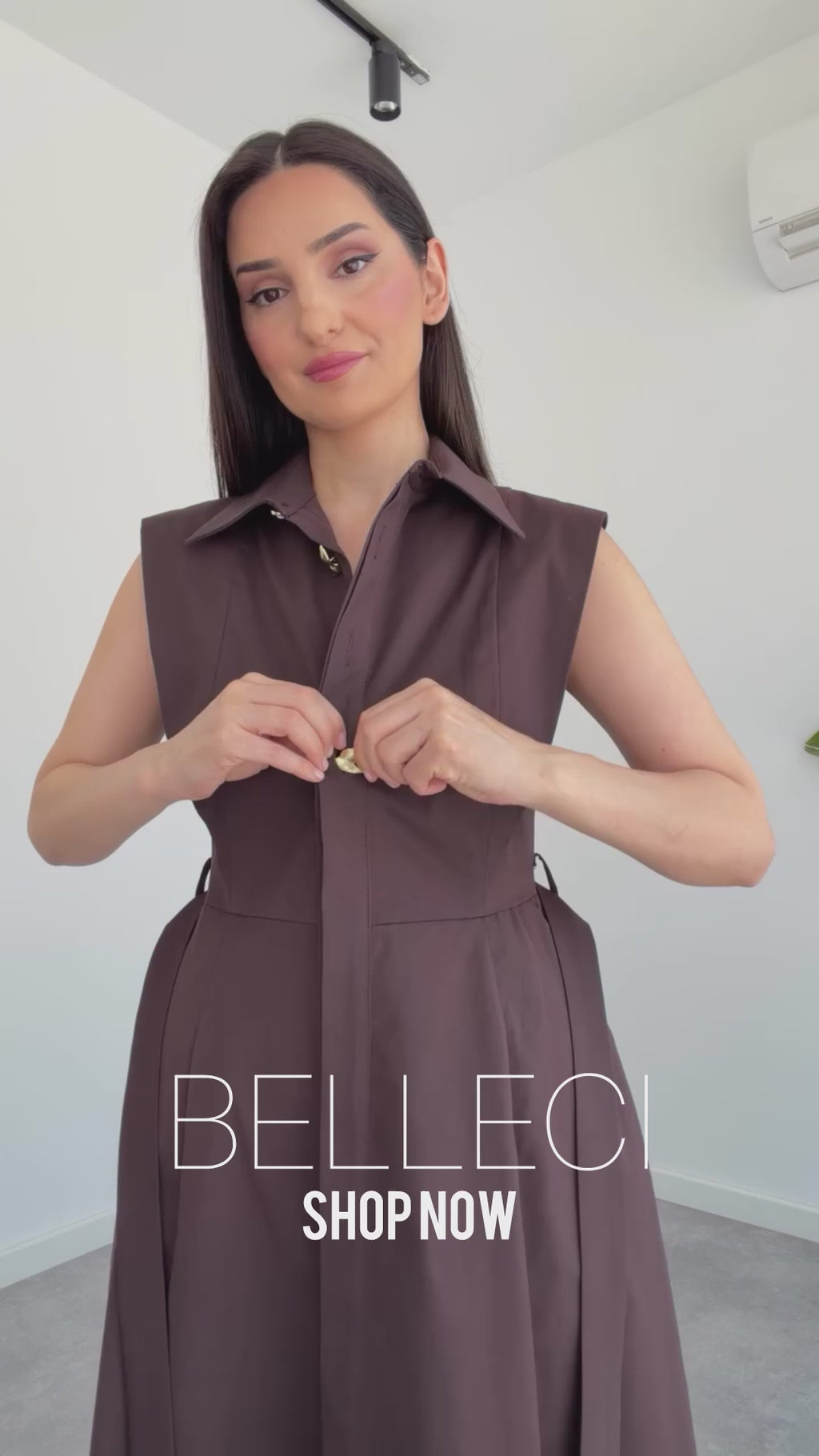 Luna Luxe Sleeveless Belted Maxi Dress – Chocolate Brown