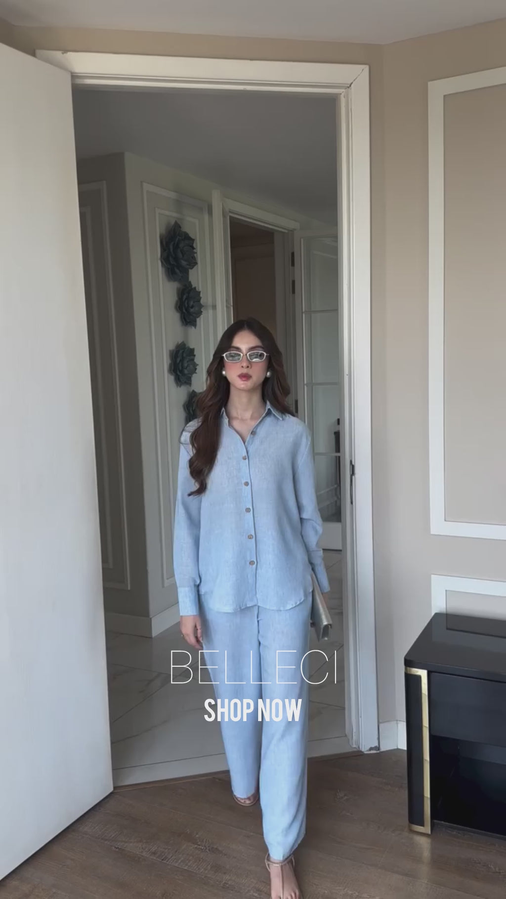 Belleci Sky Blue Signature Linen Relaxed Co-ord Set