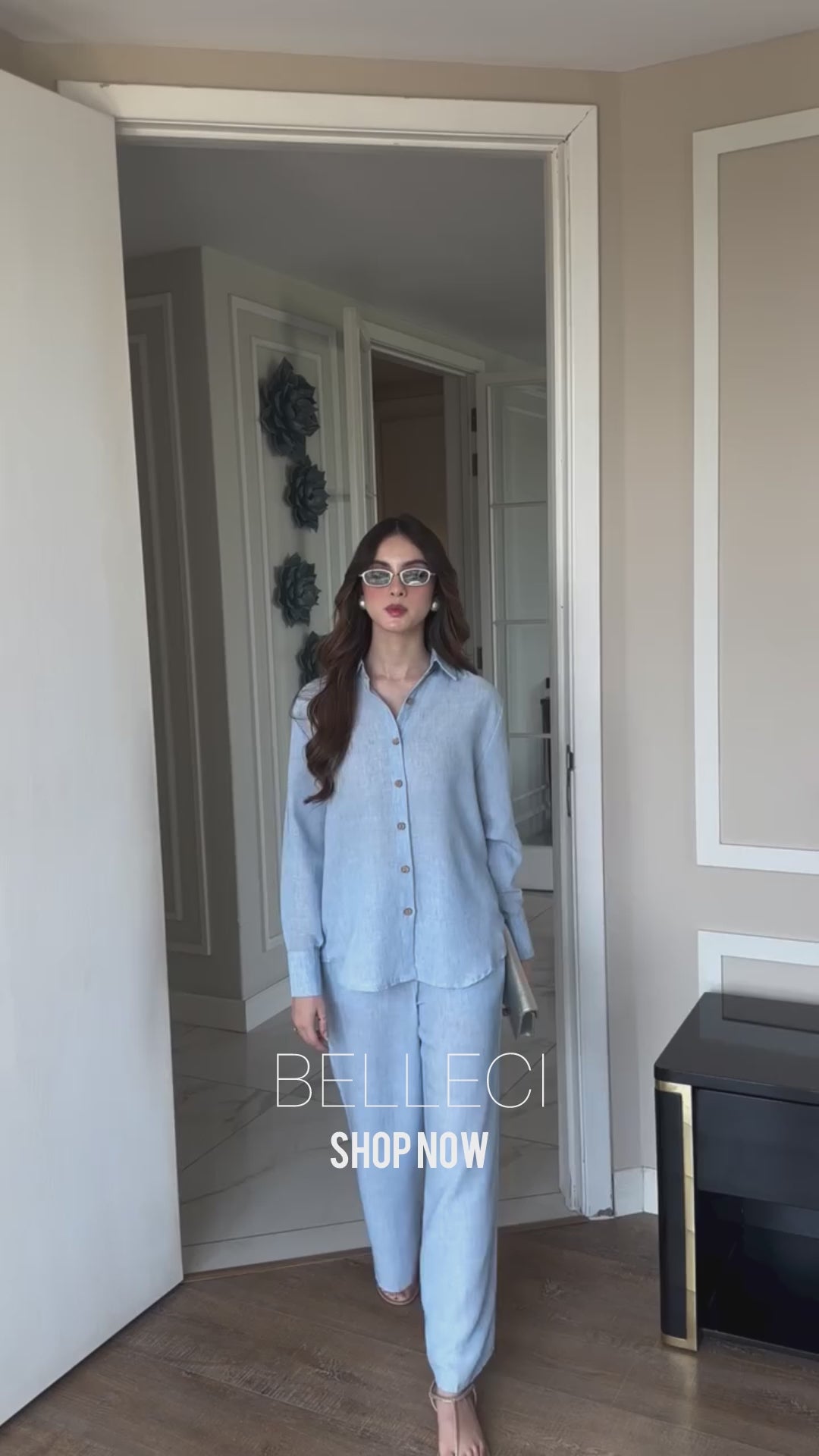 Belleci Sky Blue Signature Linen Relaxed Co-ord Set